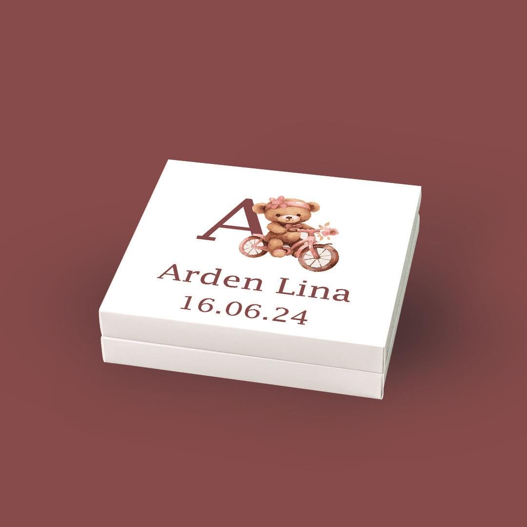 32 Adetli Madlen Kız Bebek Çikolatası Bisikletli Ayıcık Desenli