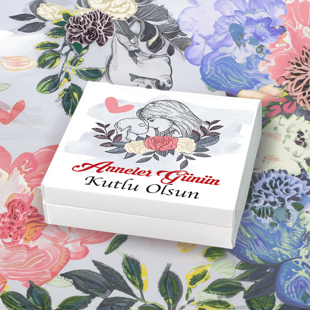 Anneler Günü Hediyesi Gül Desenli Şerit Lokum & Draje