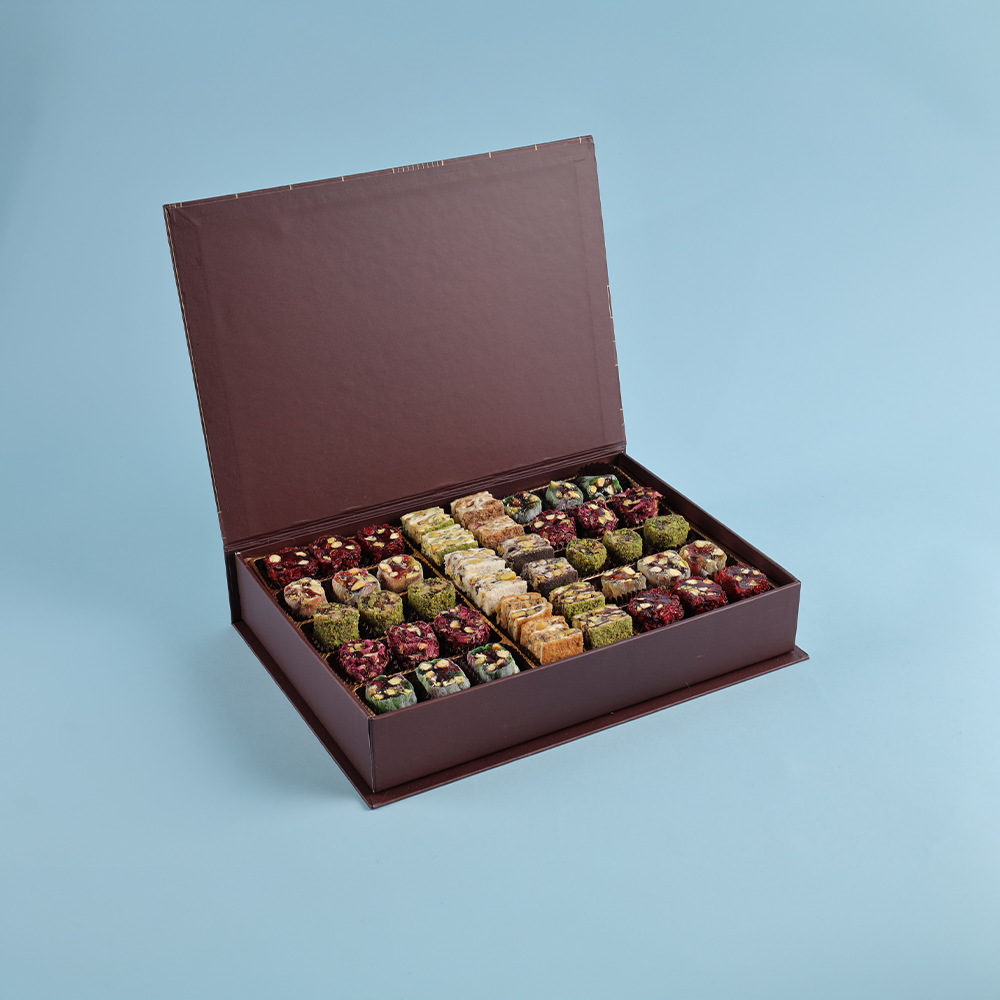 Şerit Baklava Lokum Bordo Kitapçık Kutu