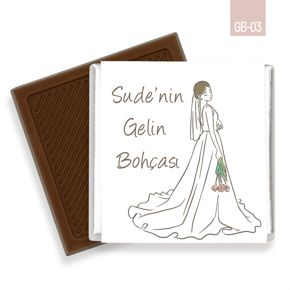 32 Adet Madlen Gelin Bohçası Çikolatası Laleli Gelin Siluet Desenli 