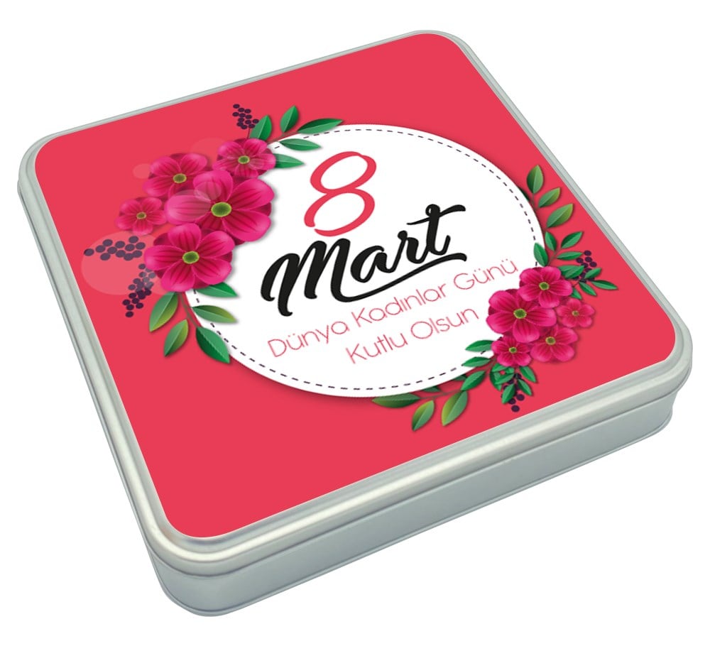 8 Mart Dünya Kadınlar Günü Pembe  Çiçekli Baklava Lokum & Draje