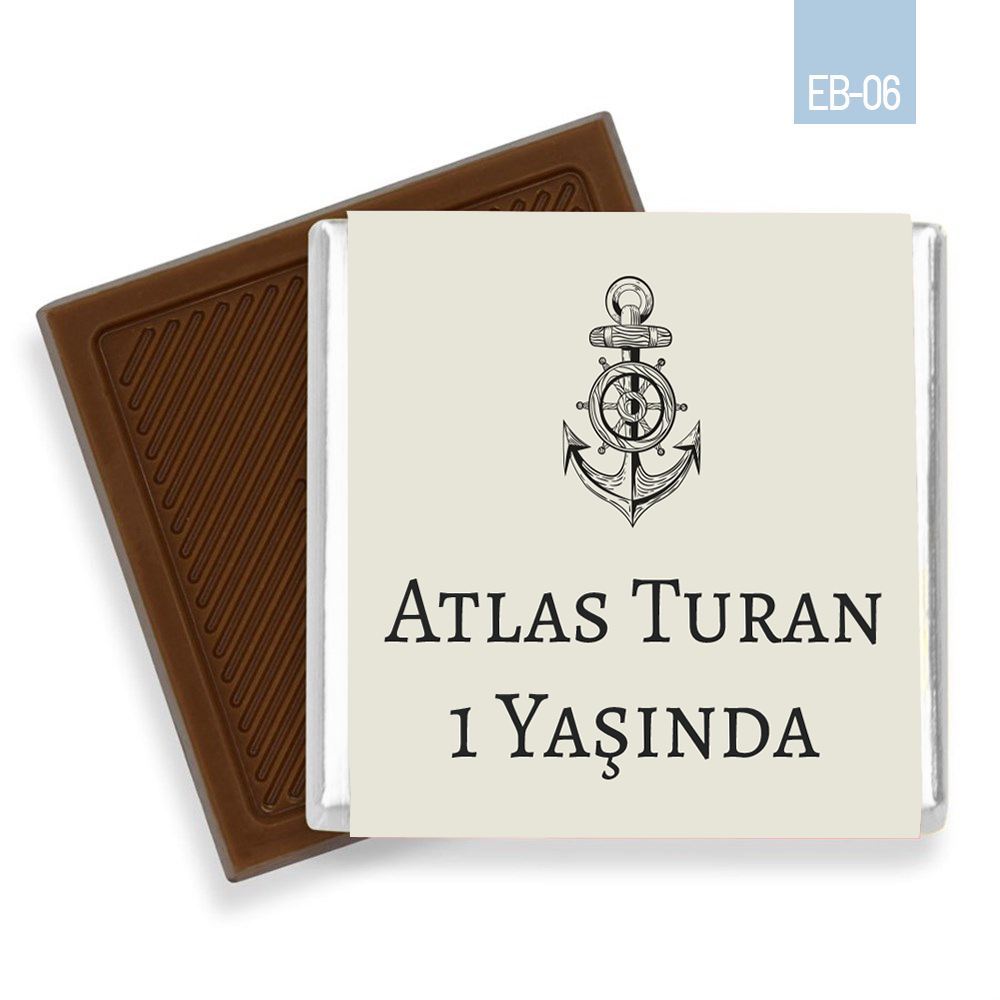 Denizci Çapa Desenli Erkek Bebek Çikolatası (100 Adet)