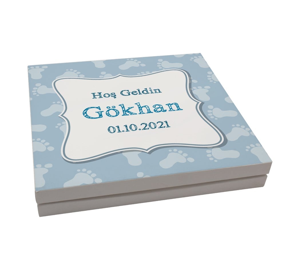 Ayak İzi Motifli Erkek Bebek Çikolatası (32 Adet)