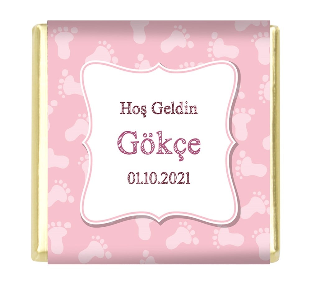 Ayak İzi Motifli Kız Bebek Çikolatası Kolonyalı