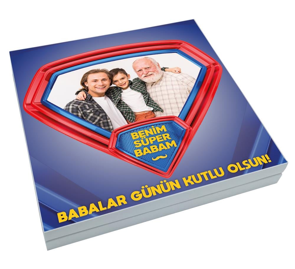 Babalar Günü Hediyesi Fotoğraf Baskılı Baklava Lokum Sunum Kutulu