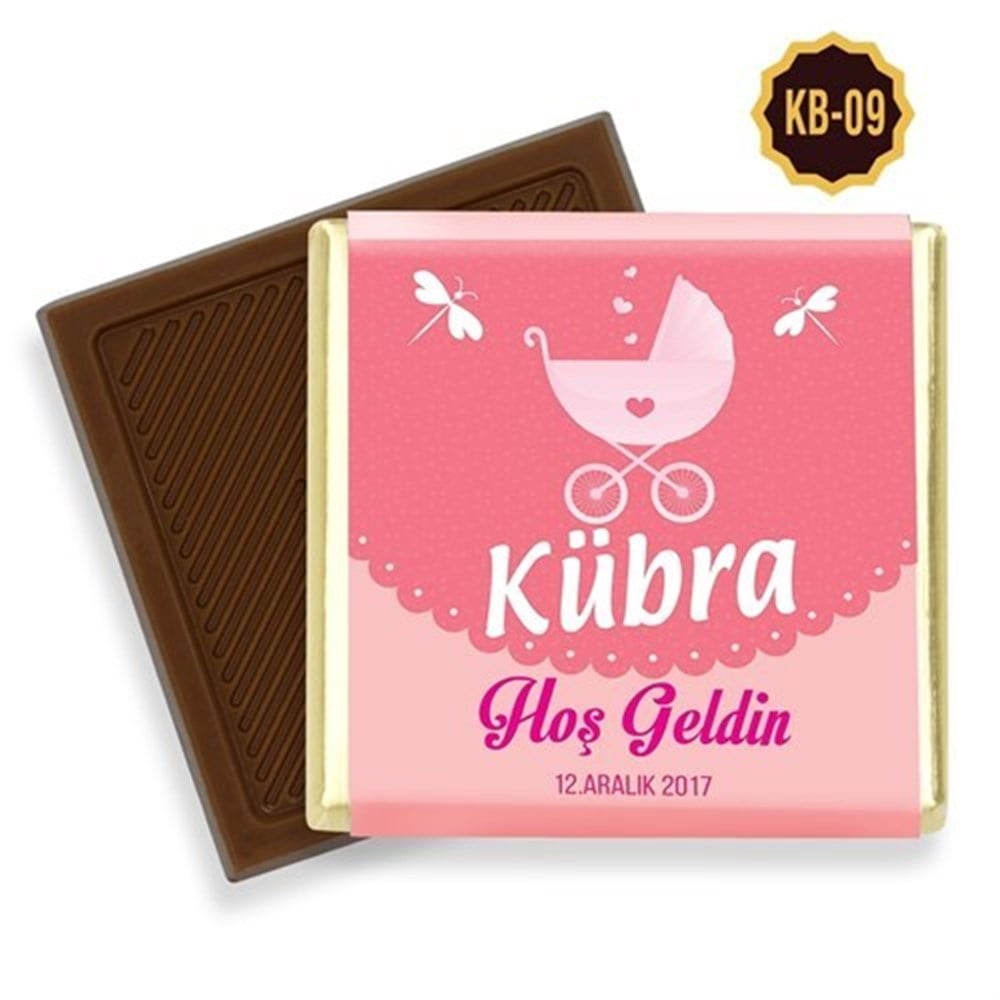 Bebek Arabası Desenli Kız Bebek Çikolatası (45 Adet)
