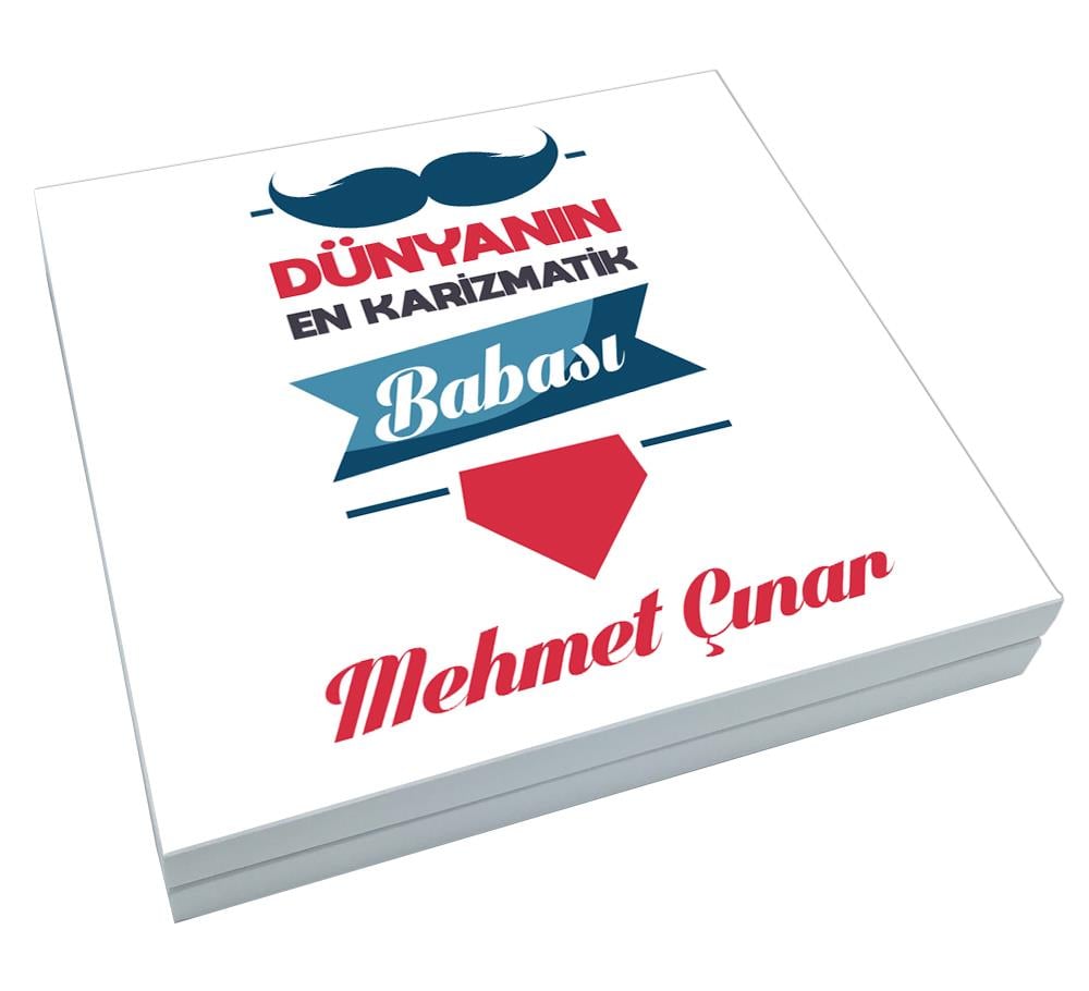 Bıyık Tasarımlı Babalar Günü Baklava Lokum Sunum Kutulu