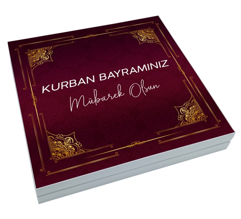 Bordo Avangard Desen Kurban Bayramı Madlen Çikolata 32 Adet