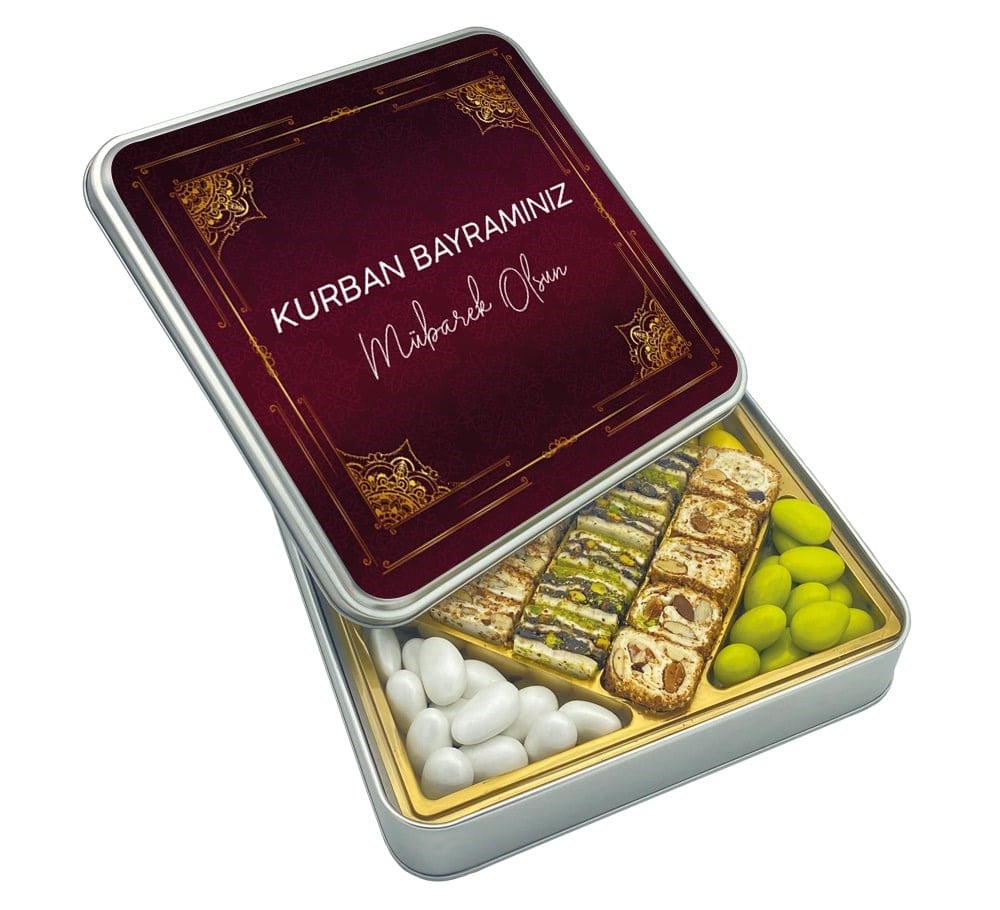 Bordo Avangard Desenli Kurban Bayramı Baklava Lokum & Draje