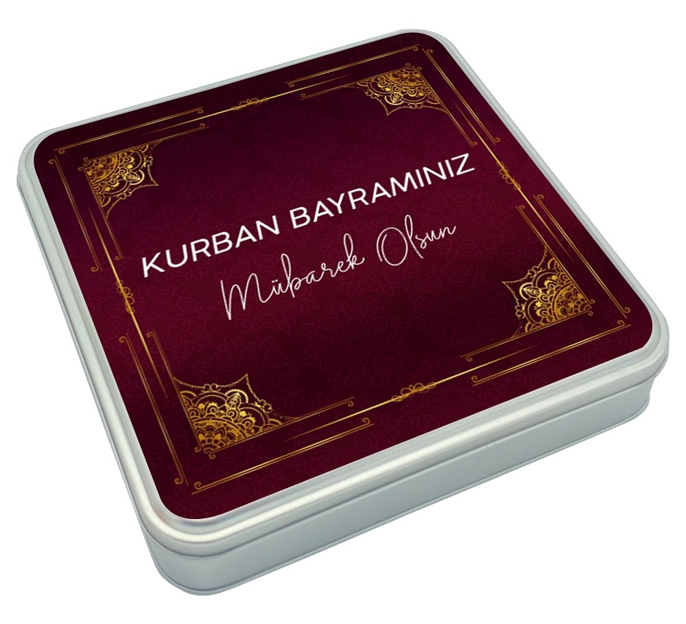 Bordo Avangard Desenli Kurban Bayramı Çifte Kavrulmuş Lokum & Draje