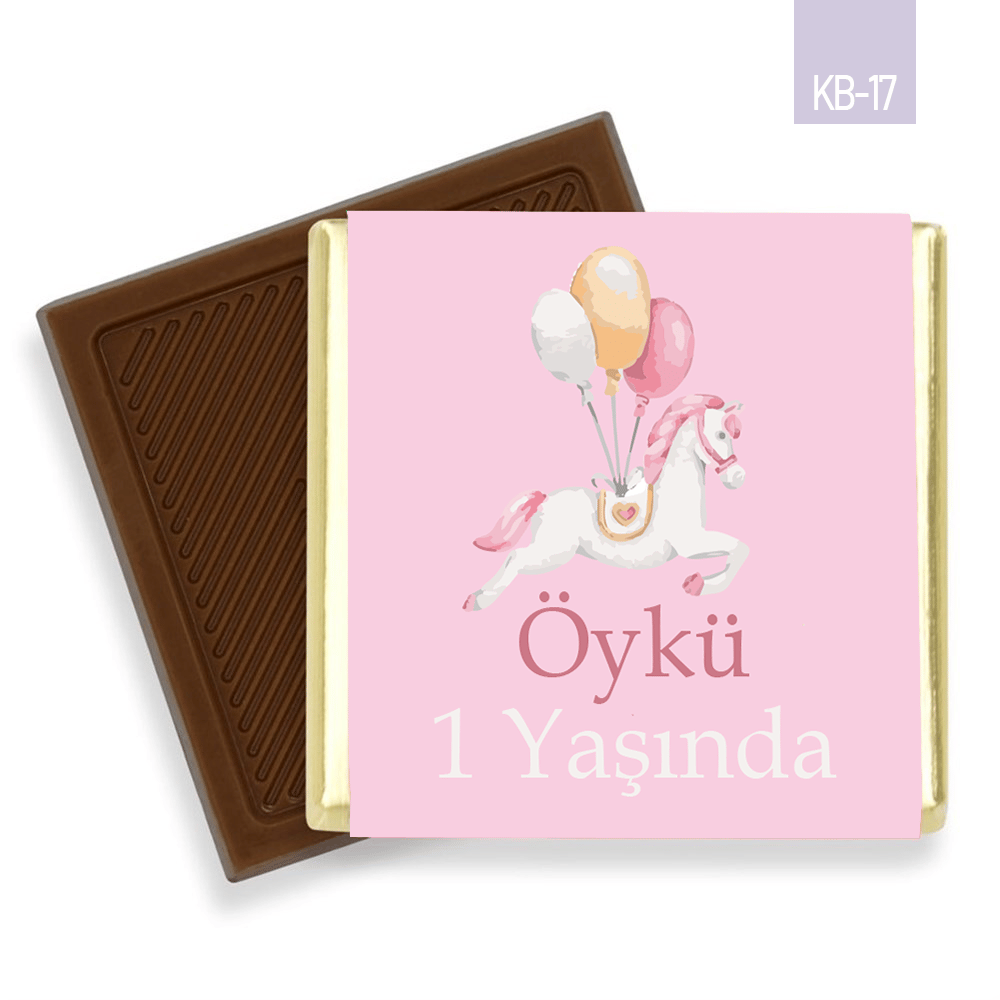 32 Adetli Uçan At Desenli Kız Bebek  Metal Kutu Madlen Çikolata