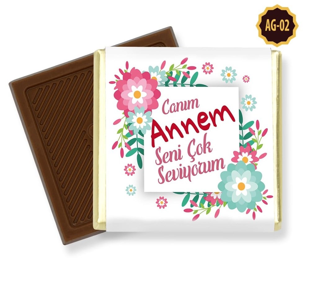 Çiçek Desenli Anneler Günü Çikolatası Madlen Kutu 32 Adet