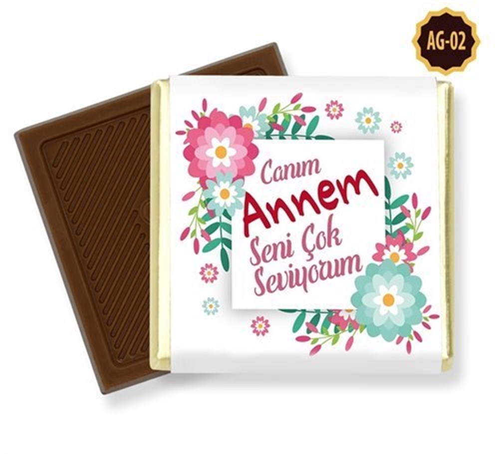 Çiçek Desenli Anneler Günü Çikolatası Madlen Kutu 32 Adet