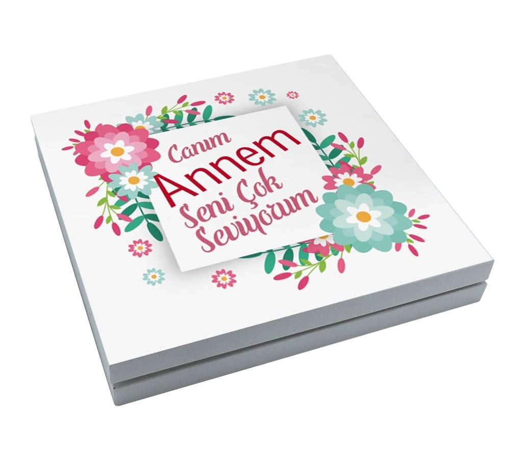 Çiçek Desenli Anneler Günü Special Şerit Lokum & Draje
