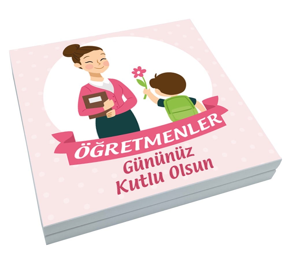 Çiçek Desenli Hediyelik Öğretmenler Günü Şerit Lokum & Draje Sunum Kutulu