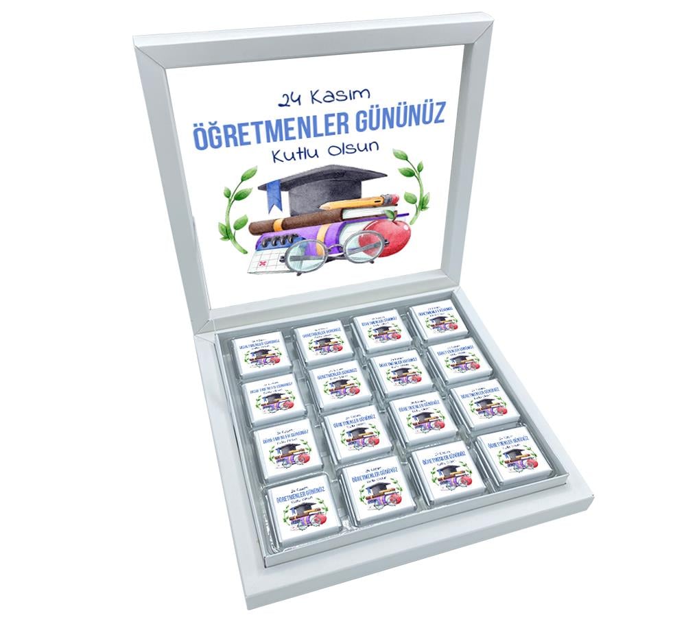 Defter Desenli Hediyelik Öğretmenler Günü Madlen Çikolata Sunum Kutulu (48 Adet)