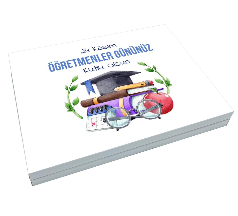 Defter Desenli Hediyelik Öğretmenler Günü Madlen Çikolata Büyük Sunum Kutulu (72 Adet)