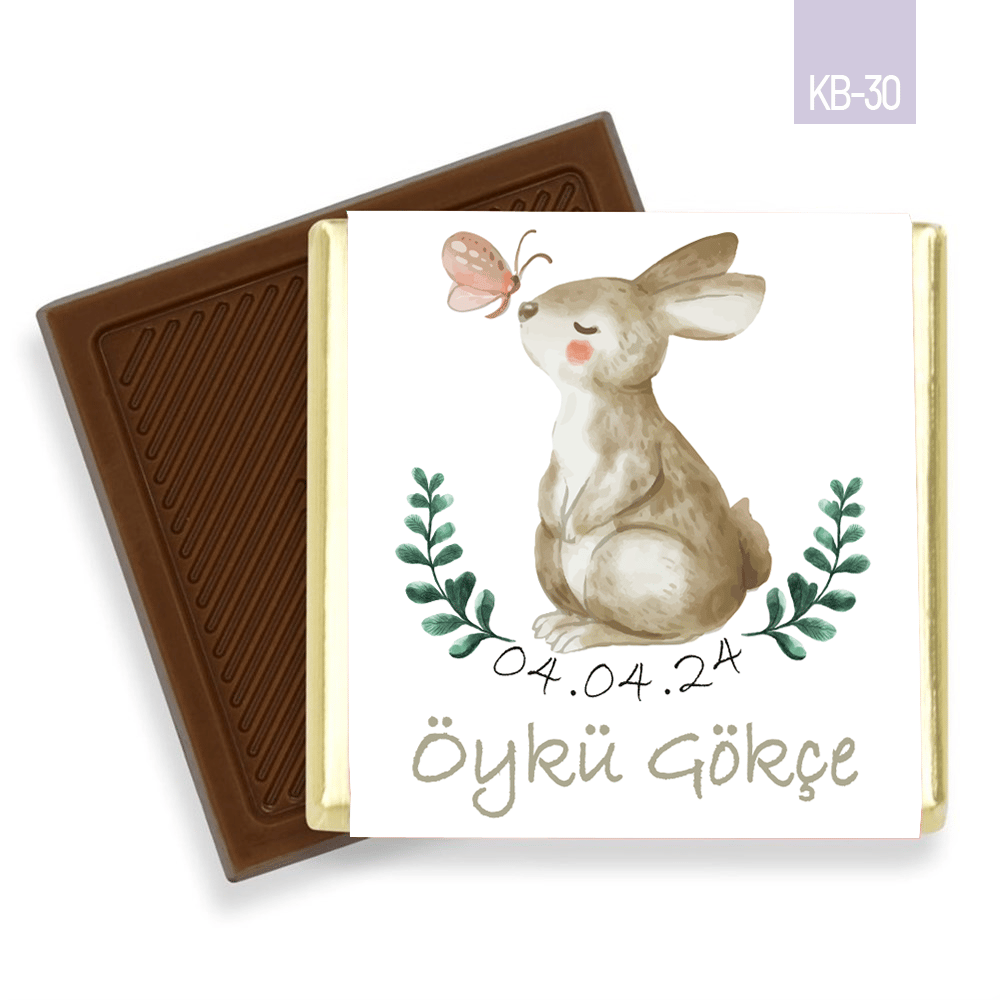 32 Adetli Madlen Kız Bebek Çikolatası Kelebekli Tavşan Desenli