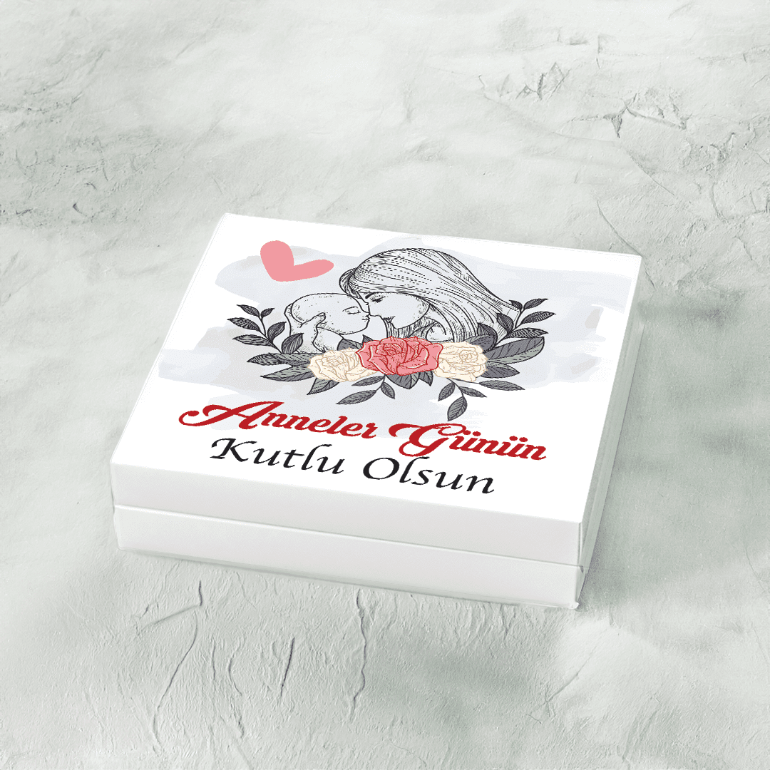 Anneler Günü Hediyesi Gül Desenli Meyveli Şerit Lokum & Draje Metal Kutulu
