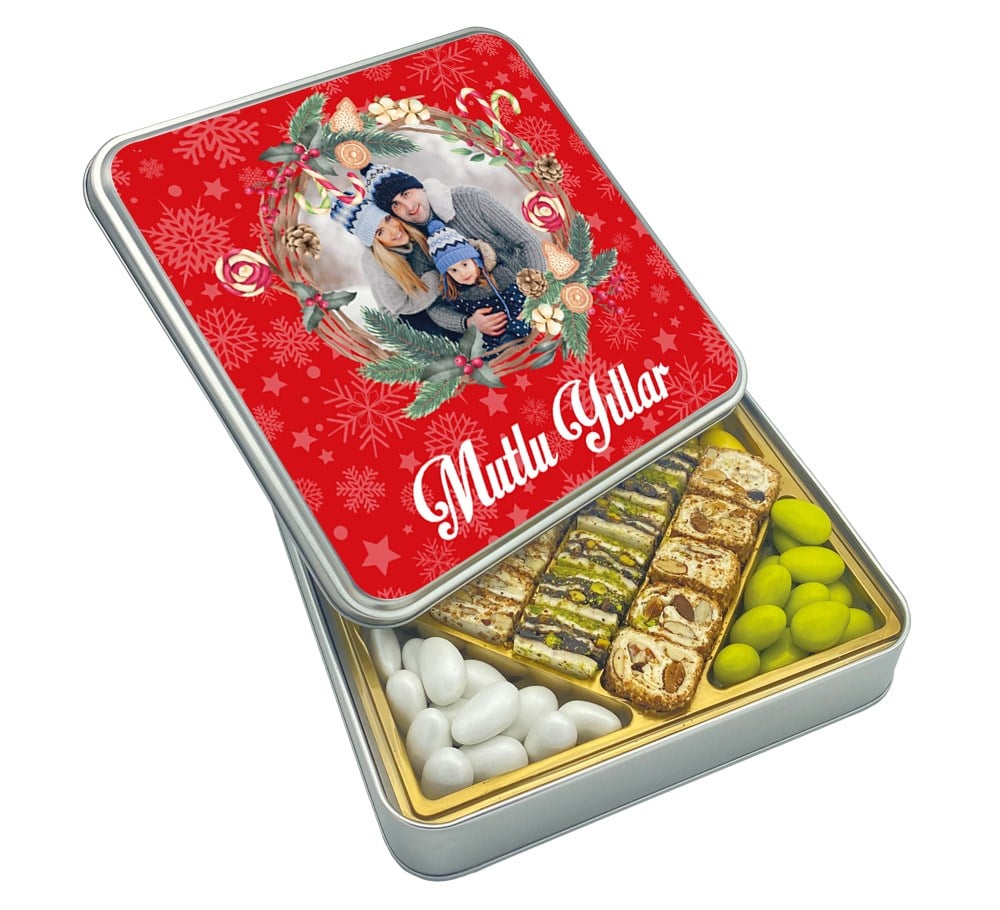 Fotoğraflı Hediyelik Special Baklava Lokum & Draje Yılbaşı Kutusu