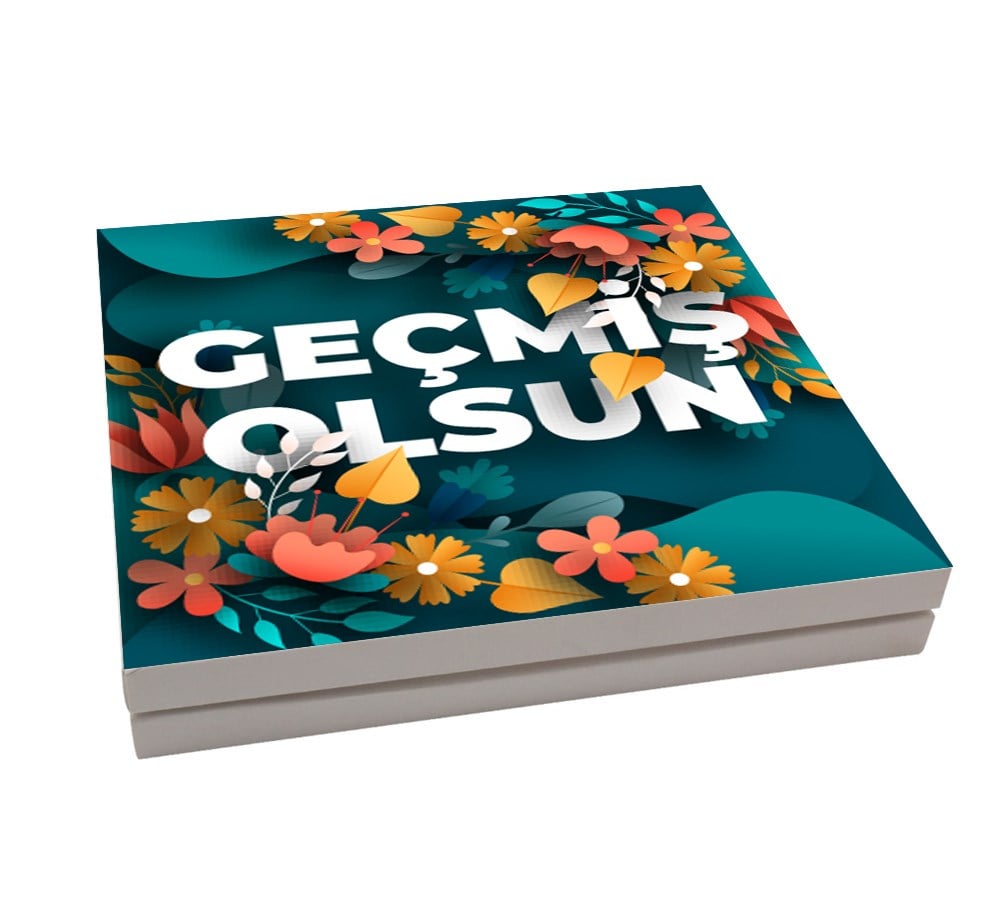 Geçmiş Olsun Çiçek Tasarımlı Sunum Kutulu Truf Çikolata & Draje