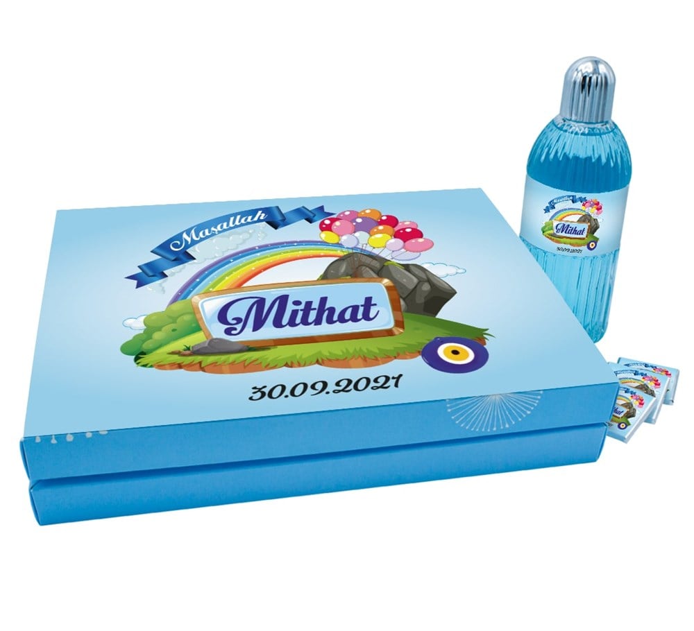 Gökkuşağı Desenli Sünnet Çikolatası Kolonyalı