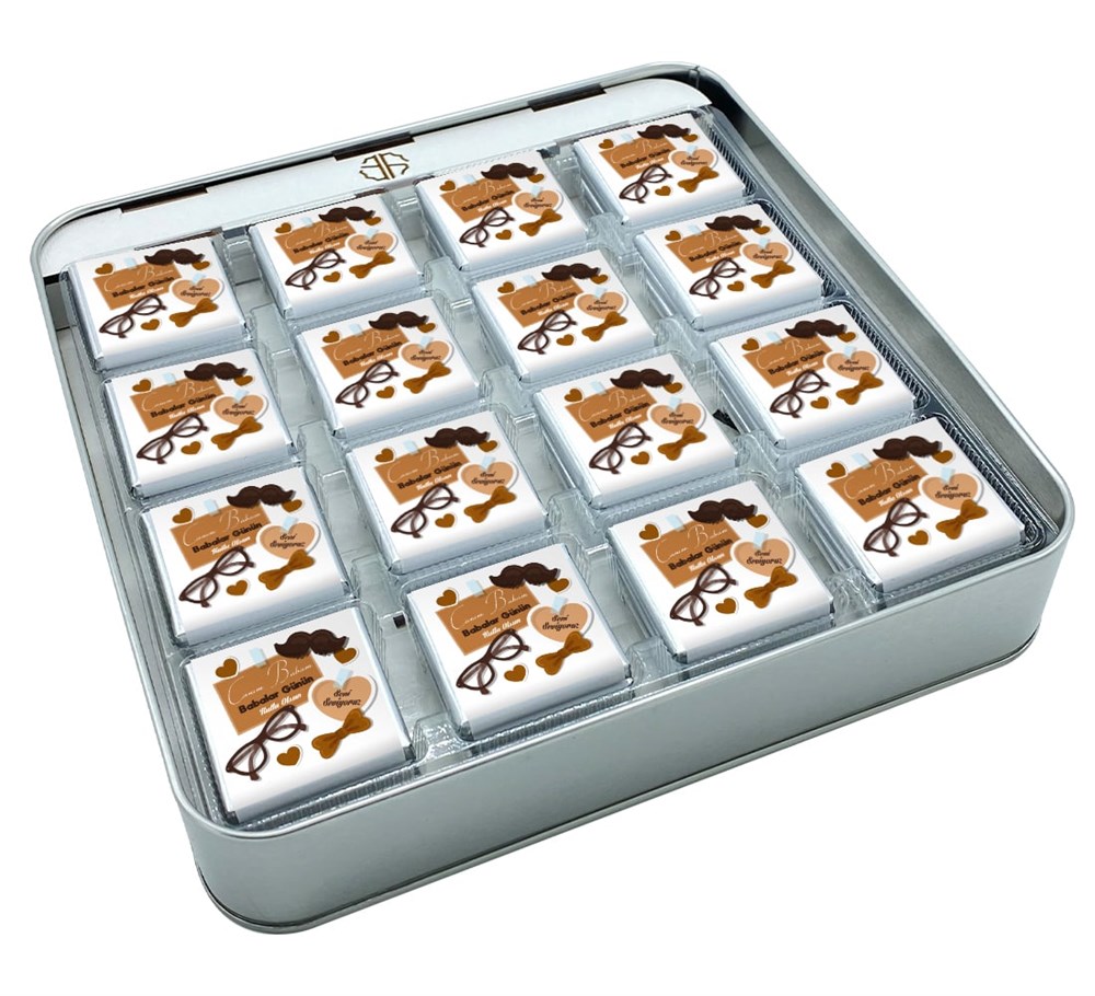 Gözük Tasarımlı Babalar Günü Çikolatası Metal Kutu