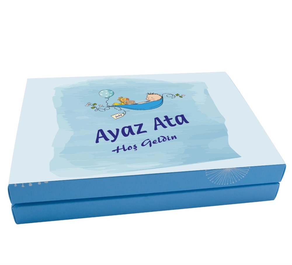 Hamak Desenli Erkek Bebek Çikolatası Kutu 72 Adet