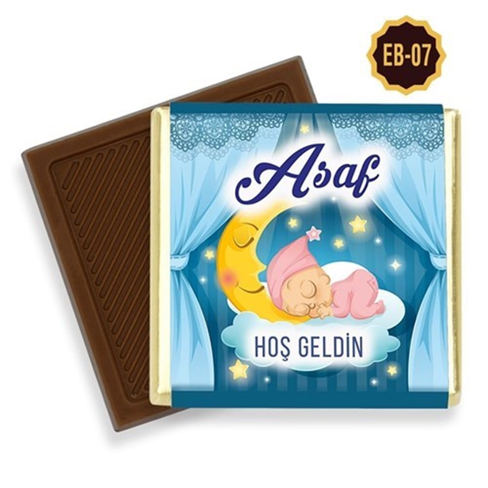 Hilal Desenli Erkek Bebek Çikolatası (45 Adet)
