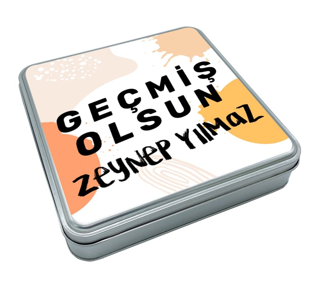 İsimli Geçmiş Olsun Tasarımlı Truf Çikolata & Draje Metal Kutu