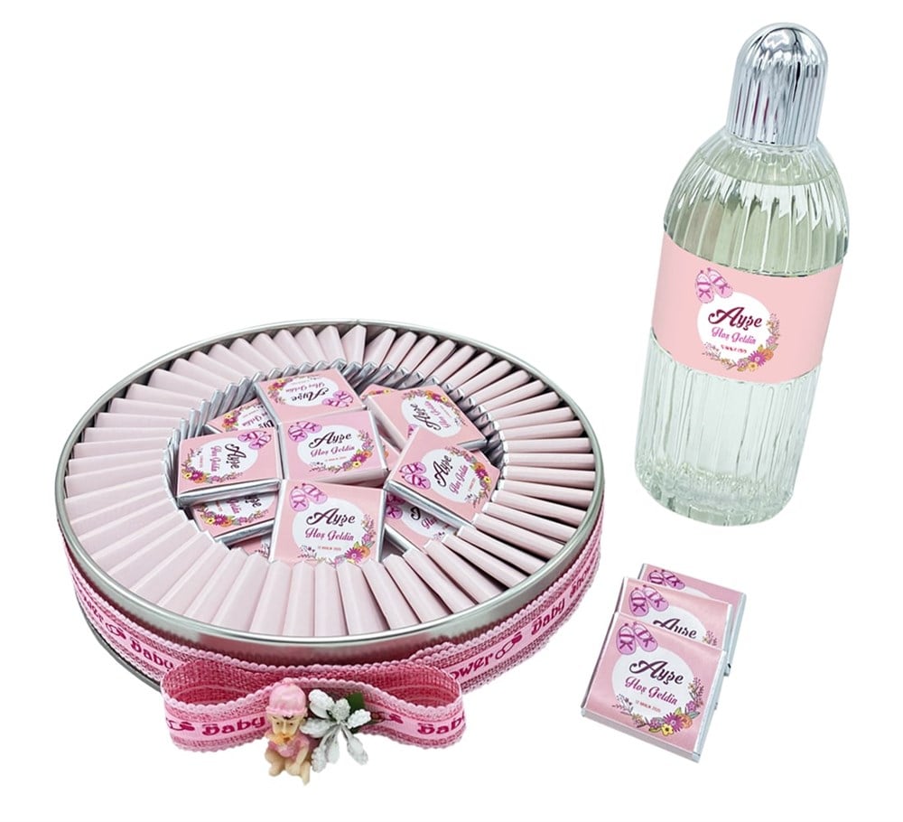 İsme Özel Kız Bebek Çikolatası ve Kolonya