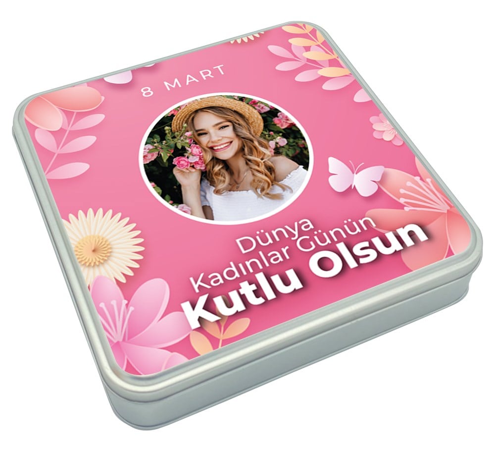 Kadınlar Günü Kelebek Desenli Çifte Kavrulmuş Lokum & Draje