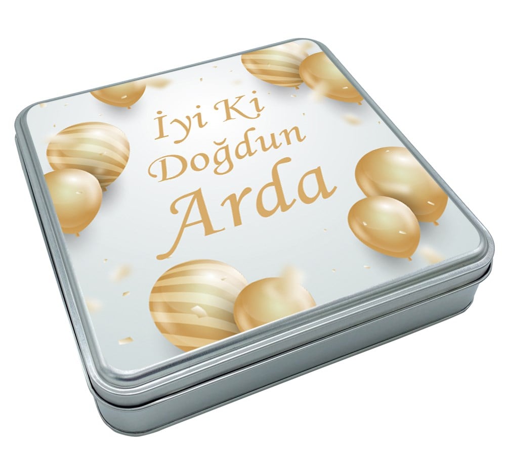 Kişiye Özel Doğum Günü Balon Desenli Special Çikolata Metal Kutulu