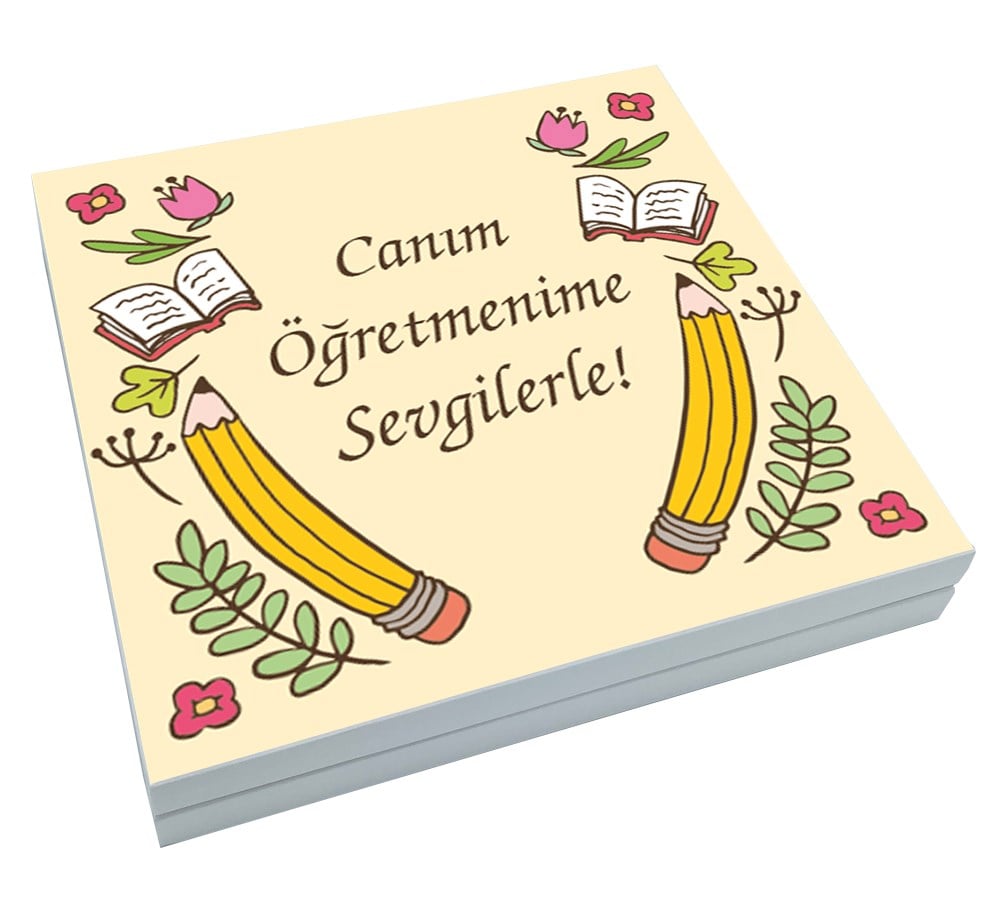 Lale Desenli Hediyelik Öğretmenler Günü Şerit Lokum & Draje Sunum Kutulu