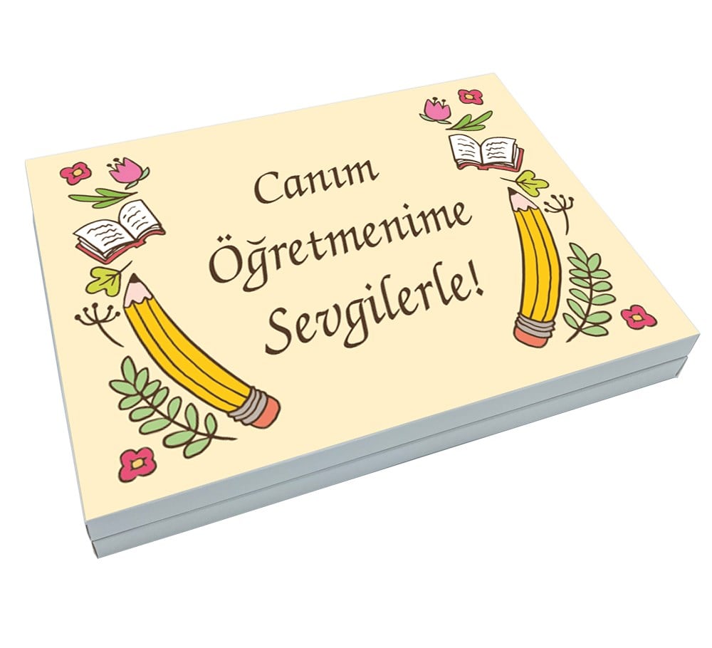 Lale Desenli Hediyelik Öğretmenler Günü Madlen Çikolata Büyük Sunum Kutulu (48 Adet)