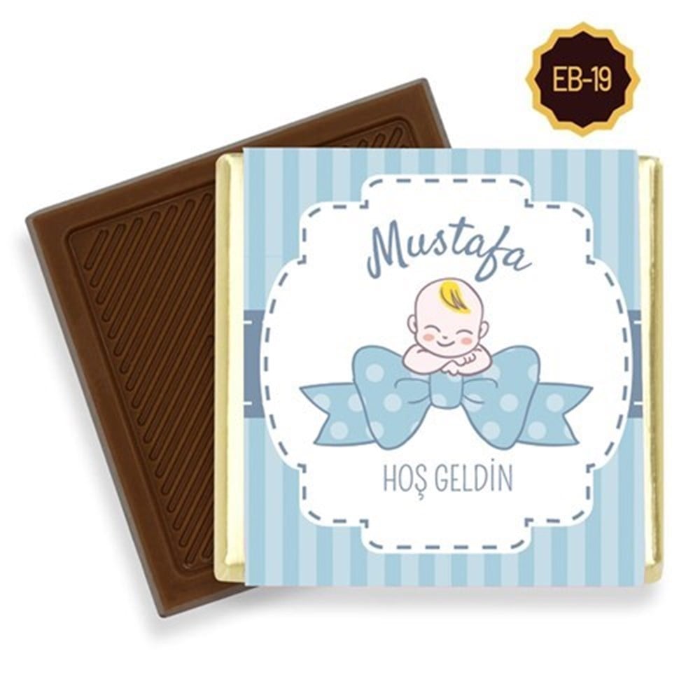 Nakış Desenli Erkek Bebek Çikolatası (45 Adet)