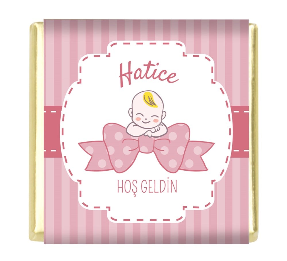 Nakış Desenli Kız Bebek Çikolatası (32 Adet)