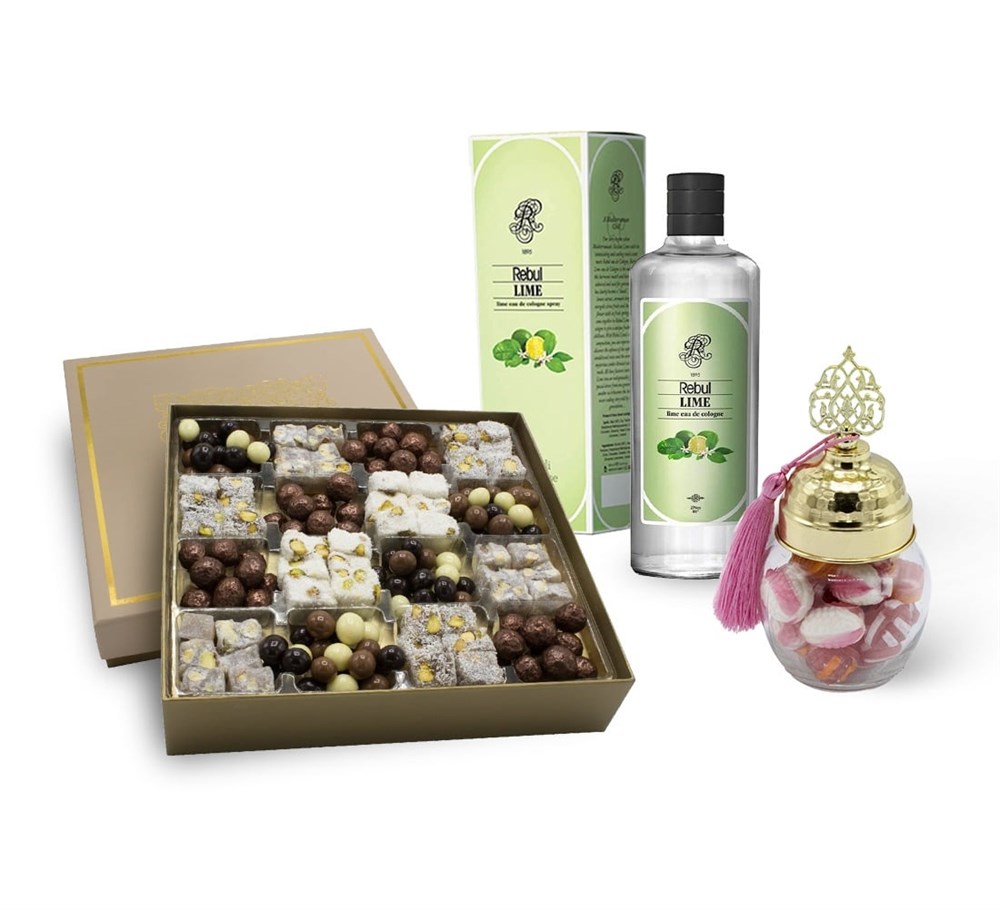 Öğretmenler Günü Hediyesi (Özel Hediyelik Paket) Draje +Lokum +Kolonya +Akide Şekeri