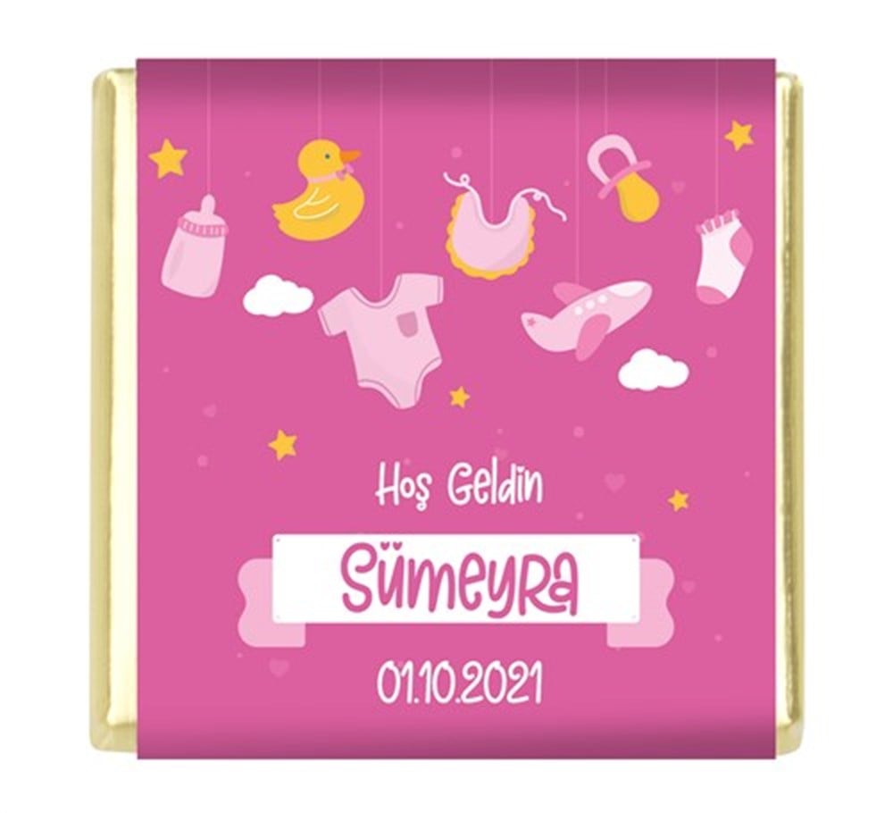 Oyuncak Desenli Kız Bebek Çikolatası (32 Adet)