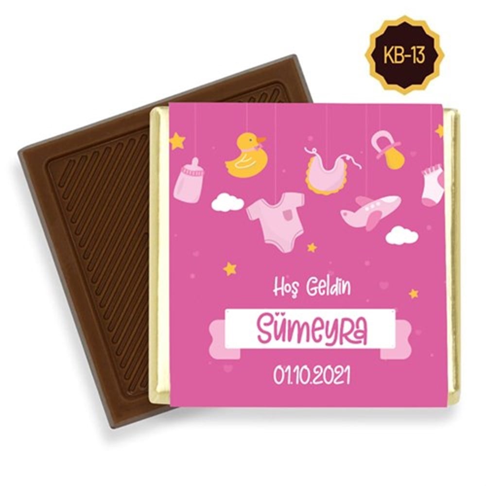 Oyuncak Desenli Kız Bebek Çikolatası (45 Adet)