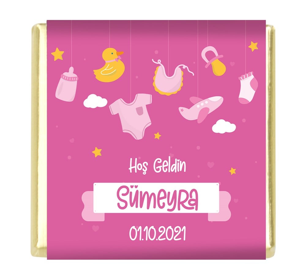 Oyuncak Desenli Kız Bebek Çikolatası Kolonyalı