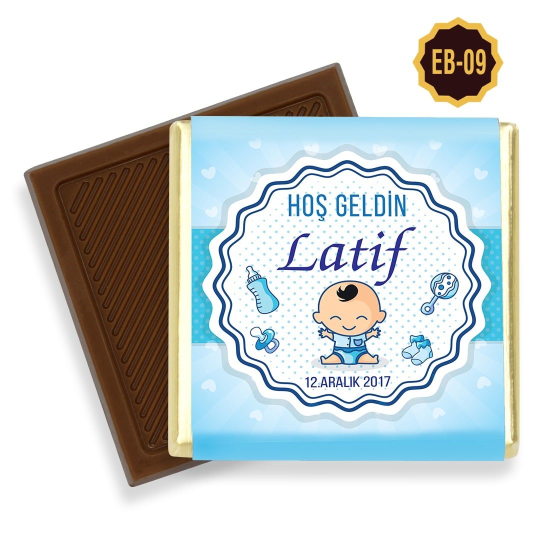 Özel Logolu Kutulu Erkek Bebek Çikolatası (72 Adet)