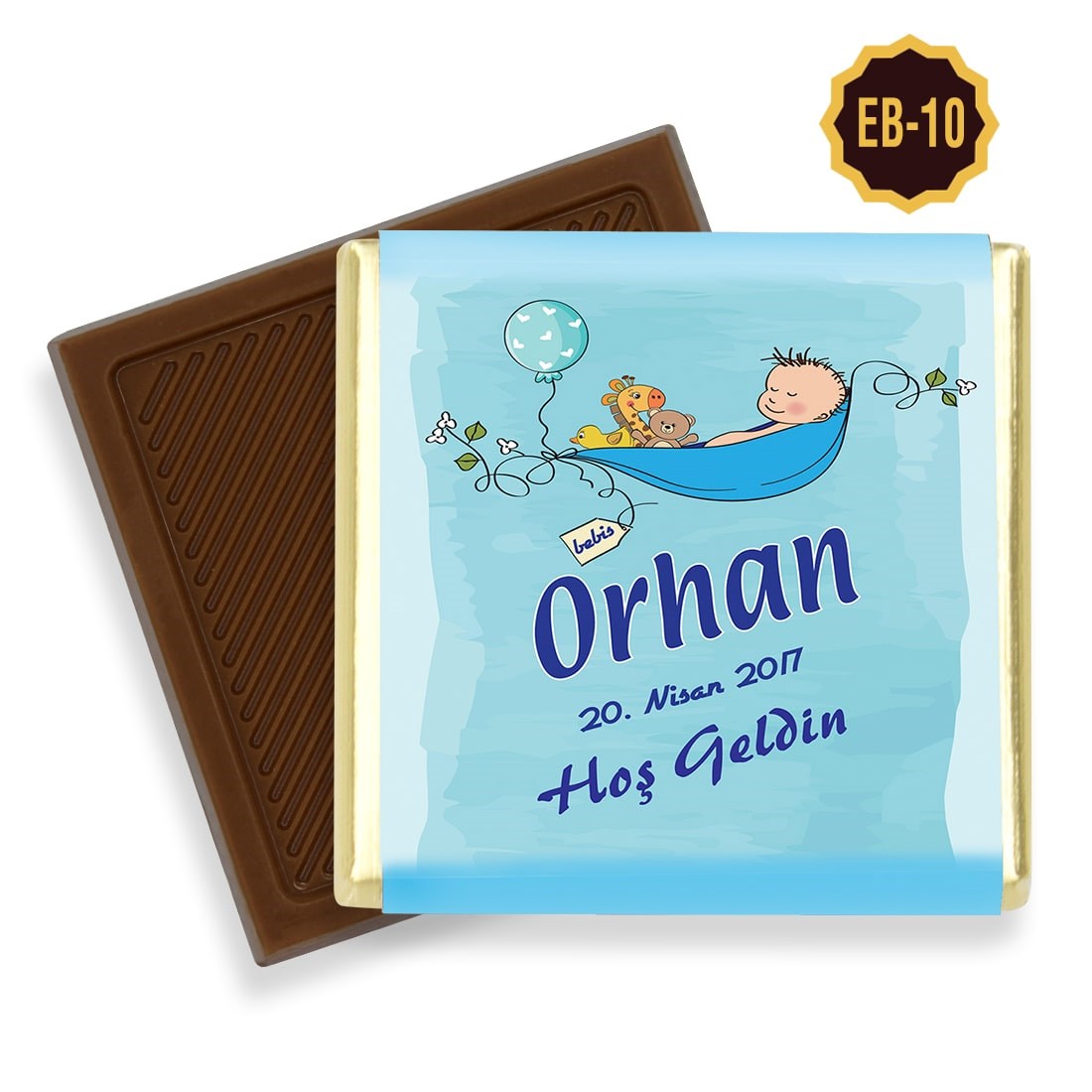 Özel Logolu Kutulu ve Kolonya Erkek Bebek Çikolatası (72 Adet)
