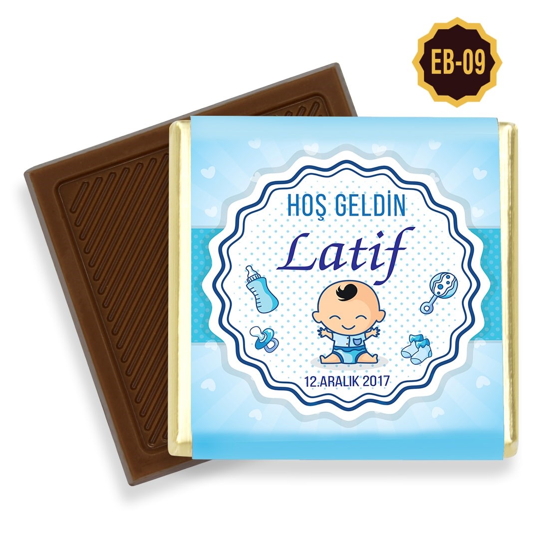 Özel Logolu Kutulu ve Kolonya Erkek Bebek Çikolatası (72 Adet)