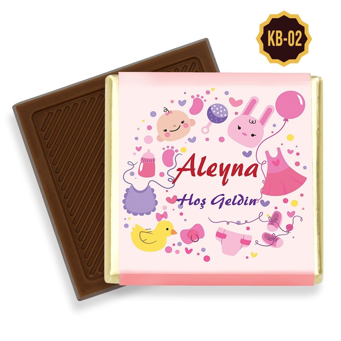 Özel Logolu Kutulu ve Kolonya Kız Bebek Çikolatası (72 Adet)