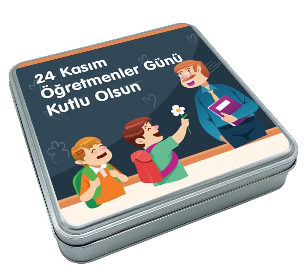 Özel Yazılı Hediyelik Öğretmenler Günü Truf Çikolata + Draje Metal Kutulu (Erkek)