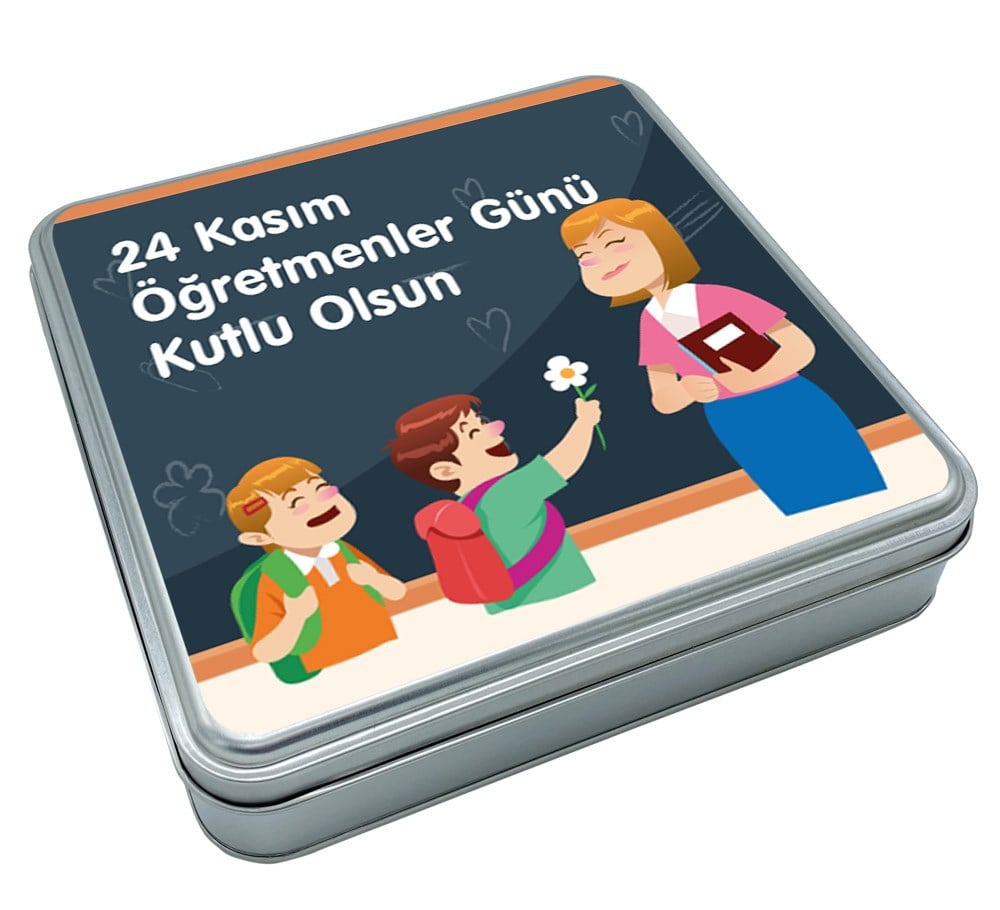 Özel Yazılı Hediyelik Öğretmenler Günü Madlen Çikolata Metal Kutu (32 Adet) (Kadın)