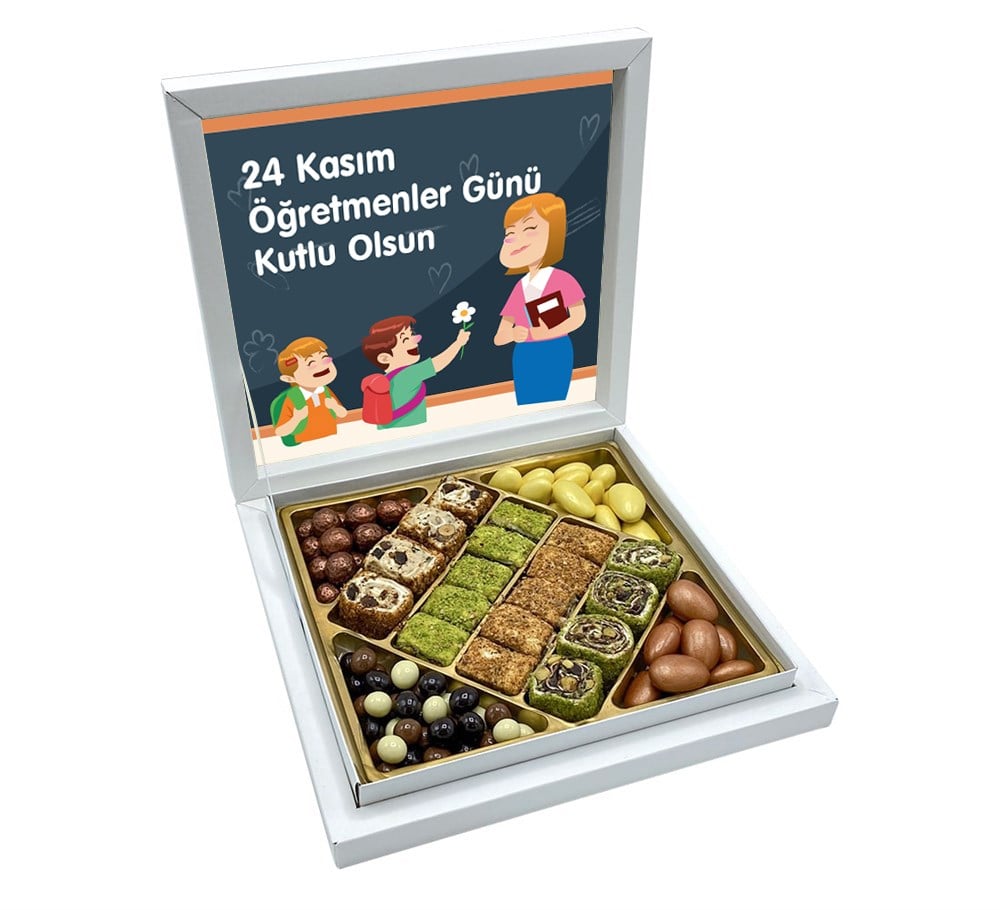 Özel Yazılı Hediyelik Öğretmenler Günü Şerit Lokum & Draje Sunum Kutulu (Kadın)