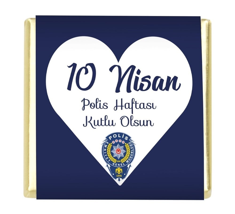Polis Haftası Kalp Baskılı Madlen Çikolata Metal Kutu
