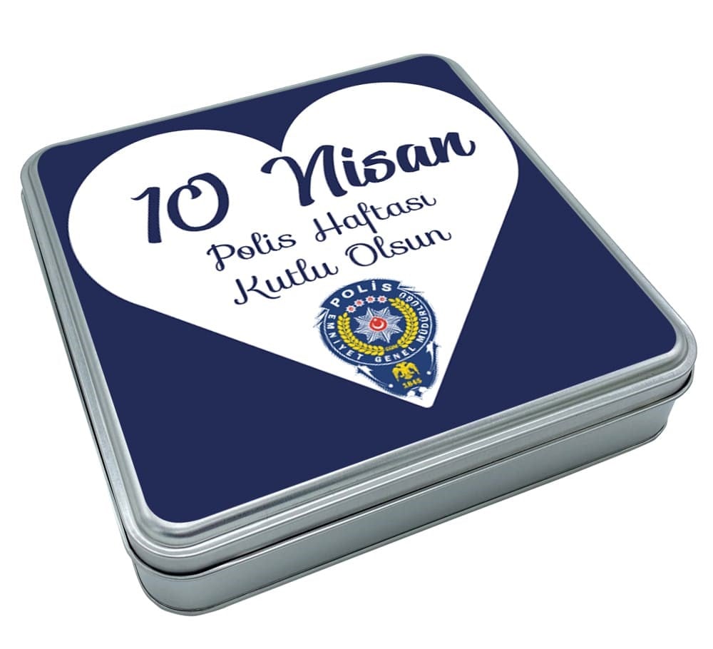 Polis Haftası Kalp Baskılı Special Çikolata Metal Kutu
